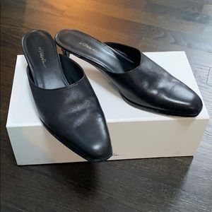 3.1 Philip Lim Black Leather Kitten Mules